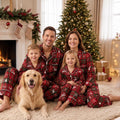Christmas Plaid Pajamas Set, Red Green Tartan Reindeer PJs, Snowflake Holiday Sleepwear, Matching Christmas Pajama Gift