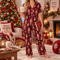Burgundy Nutcracker Christmas Pajama Set, Holiday Nutcracker PJs, Christmas Tree Snowflake Sleepwear, Cozy Festive Nightwear, Gift for Her