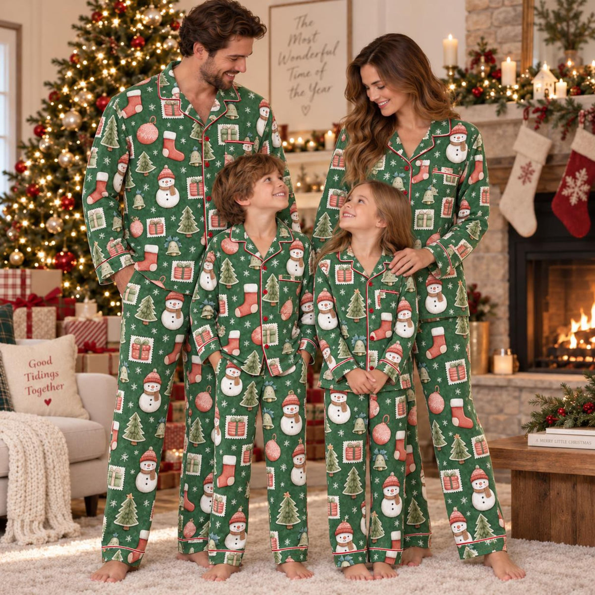 Matching Family Christmas Pajamas, Festive Holiday Pajama Sets, Christmas Stamp Sleepwear, Family Outfits, Cozy Gifts