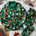 Mickey Minnie Gingerbread Christmas Pajamas, Disney Holiday PJs for Women, Green Christmas Sleepwear, Cute Xmas Pajama Set