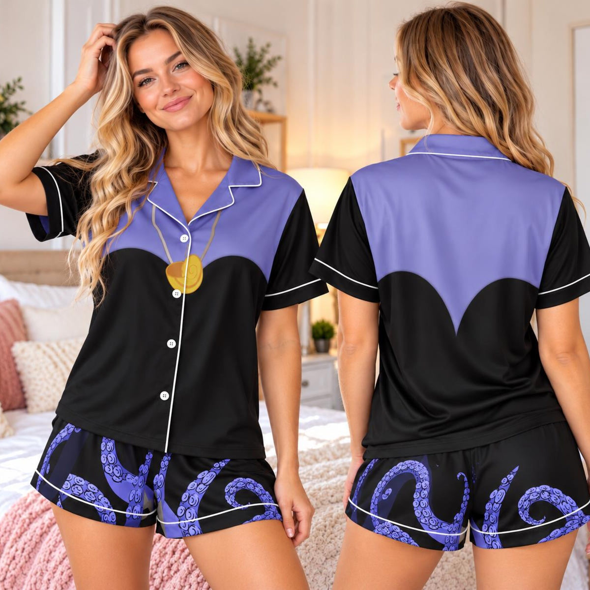 Disney Ursula Cosplay Pajamas, The Little Mermaid Villain Pjs, Disney Sea Witch Nightwear, Disney Villainous Gift, Dark Disney Pjs