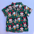 Kids Christmas Mouse Shirt, Disney Christmas Vacation Shirt, Green Button Down Shirt, Boys Girls Holiday Theme Park Shirt
