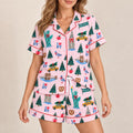 Women’s Christmas in New York Satin Pajama Set, NYC Holiday Short Sleeve Sleepwear, Festive Christmas Pajamas, Winter Gift for Her
