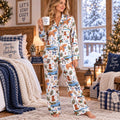 Highland Cow Christmas Pajama Set, Satin Pajamas Long and Short Set, Western Holiday Sleepwear, Cozy Winter PJs, Cow Lover Gift for Her
