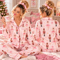 Pink Satin Nutcracker and Ballerina Pajamas, Mommy and Me Matching PJs, Christmas Sleepover Party, Long Sleeve Set, Short Sleeve Set