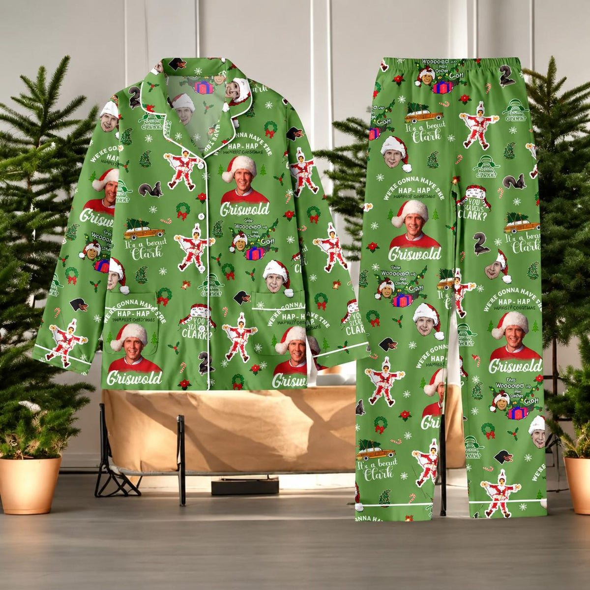 Blue Hydrangea Print Pajama Set, Summer Pjs for Women, Floral Lounge Set with Green Piping, Botanical Sleepwear, Bridesmaid Gift