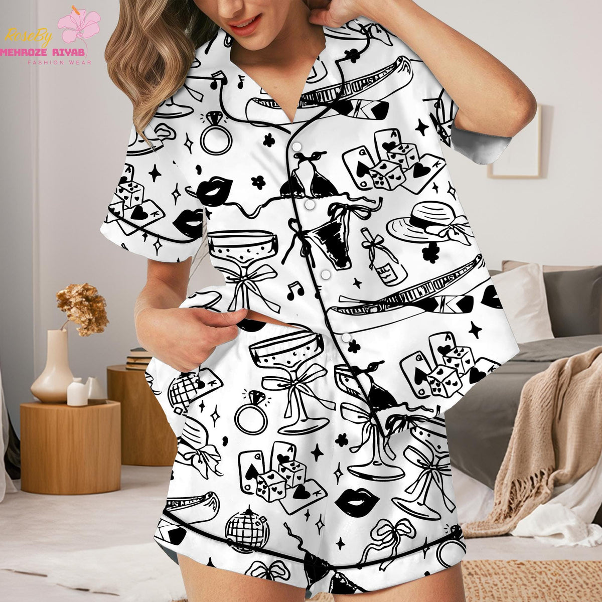 Pink Western Pajama Set, Cowgirl Bachelorette Party Women's PJs