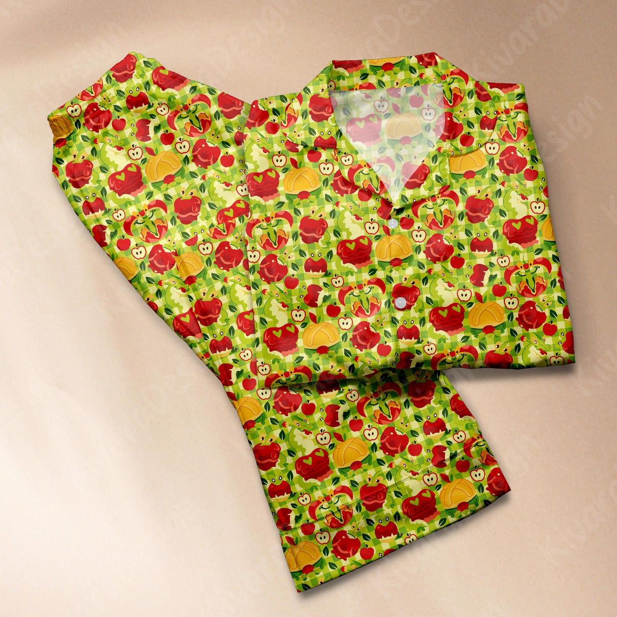 Applin Flapple Appletun Pajama Set, Couple Pajamas, Character Button Up Pajamas, Cute Manga Pajama Gift for Him Her