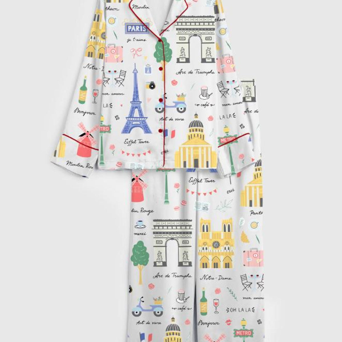 Paris Pajama - Eiffel Tower Sleepwear - Girls Trip Pajamas, Bachelorette Party Gift, Travel Lover PJs