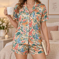 Floral Cat Pajama Set, Colorful Kitty Matching Family PJs, Women Kids Sleepwear, Long and Short Sleeve Pajamas, Cat Lover Gift