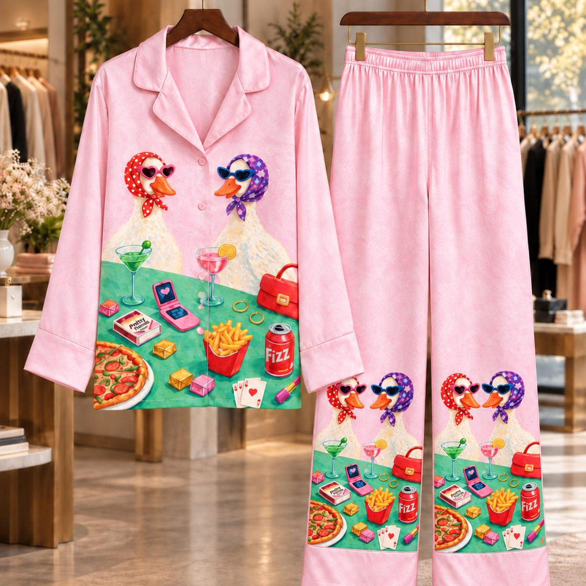 Funny Duck Martini Pajama Set