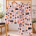 Women's Hamilton Broadway Pajama Set, Long Sleeve Button Down PJs