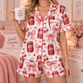 Cherry Soda Can Bow Satin Pajama Set, Matching Family Pajamas for Adults and Kids, Long and Short Pajama Set, Pink Coquette Sleepwear