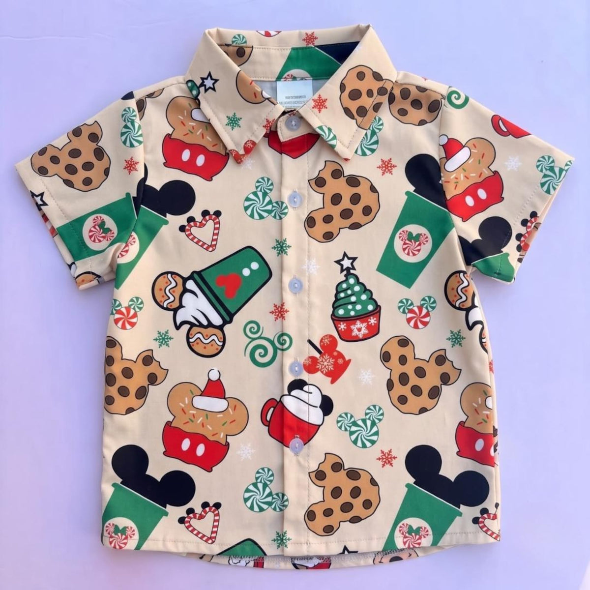 Disney Mickey Minnie Snacks Christmas Hawaiian Shirt, Disneyland Christmas Party 2026 Outfit, Mickey Mouse Button Up
