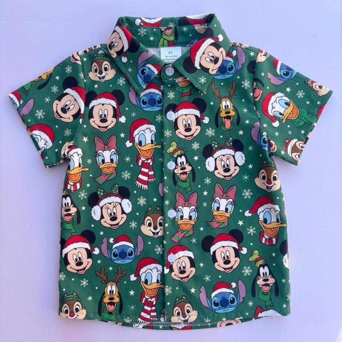 Kids Christmas Mouse Shirt, Disney Christmas Vacation Shirt, Green Button Down Shirt, Boys Girls Holiday Theme Park Shirt, Mickey and Friend