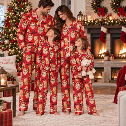 A Christmas Story Matching Holiday Pajama Set, Funny Holiday PJs, Christmas Movie Sleepwear for Kids and Adults, Red Leg Lamp PJs