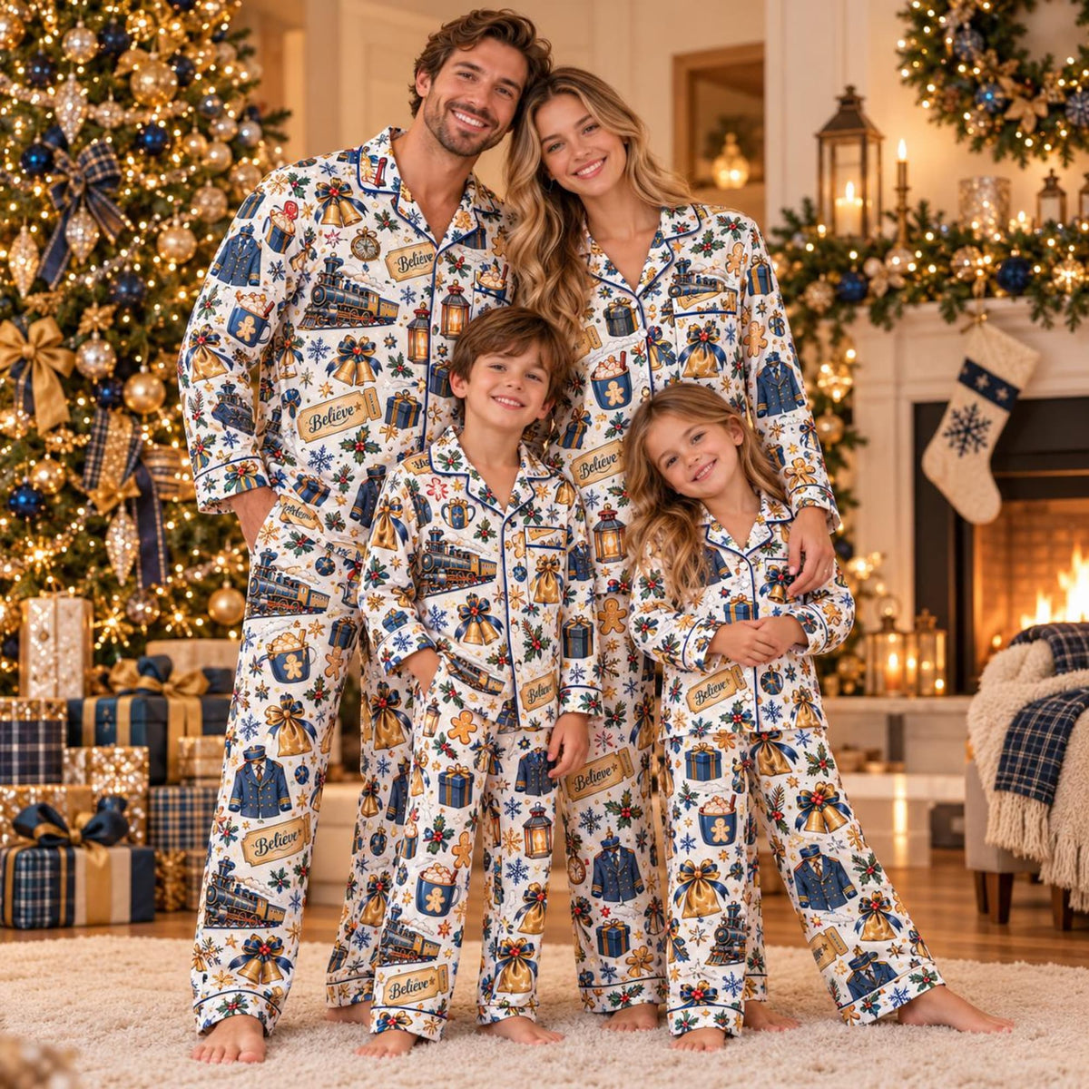 Polar Express Christmas Pajamas, Family Matching Pajama Set, Holiday Pajama, Christmas Gift For Family