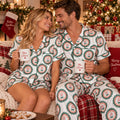 Vintage Santa Cameo Satin Pajama Set, Matching Family Christmas PJs, Adults and Kids Sleepwear, Shorts or Long Pants