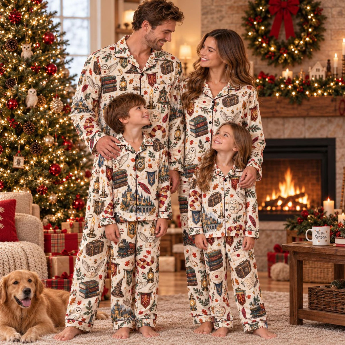 Wizard Inspired Christmas PJs, Family Christmas Pajama Set, Matching Holiday Pajamas, Matching Family Sleepwear, Holiday Gift