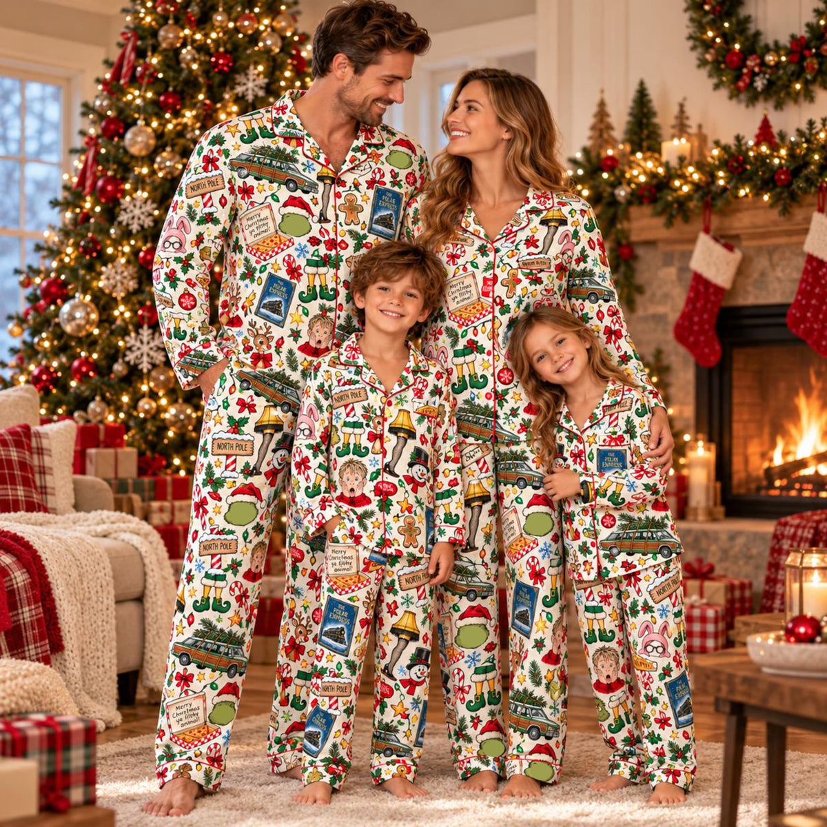 Funny Christmas Family Matching Pajama Sets, Holiday Movie Inspired Xmas PJs, Festive Sleepwear for Family
