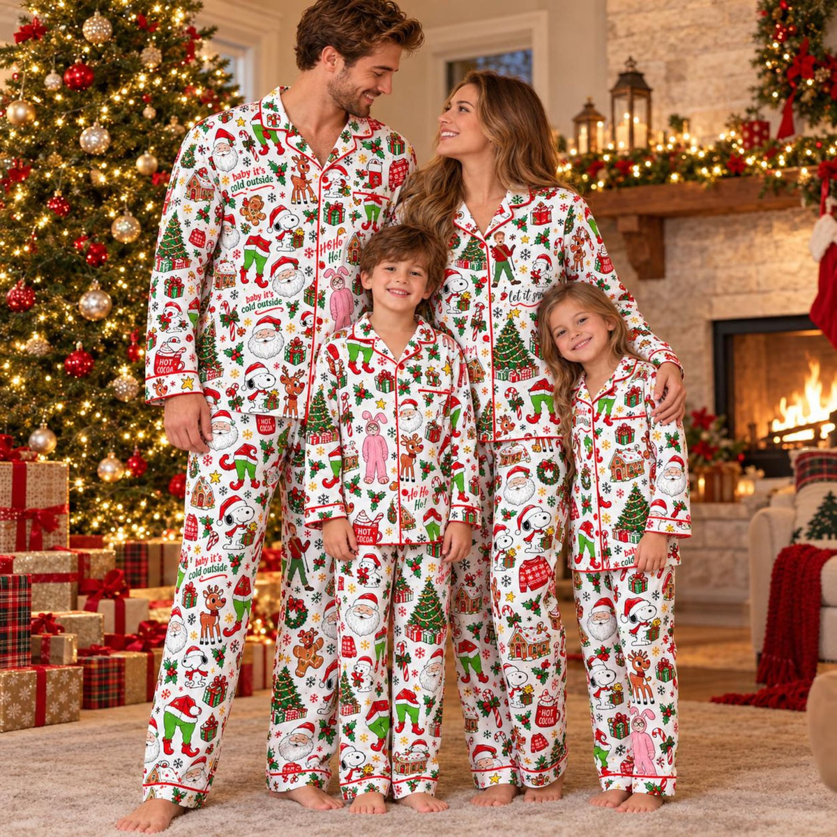 Puppy Christmas Matching Family Pajama Sets, Funny Holiday Cartoon Inspired Xmas PJs, Festive Sleepwear for Family