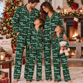 Matching Family Christmas Pajamas, Green Holly Print Pajama Set, Merry Christmas Sleepwear for Adults and Kids