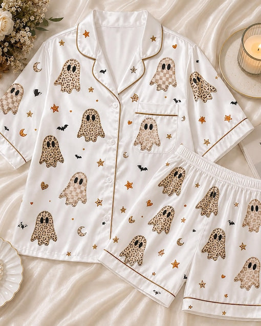 Spooky Season Pajama Set, Halloween Pajamas, Women's Halloween PJ Set, Cute Ghost Pajamas, Matching Family Pajamas, Fall Pajamas Gift