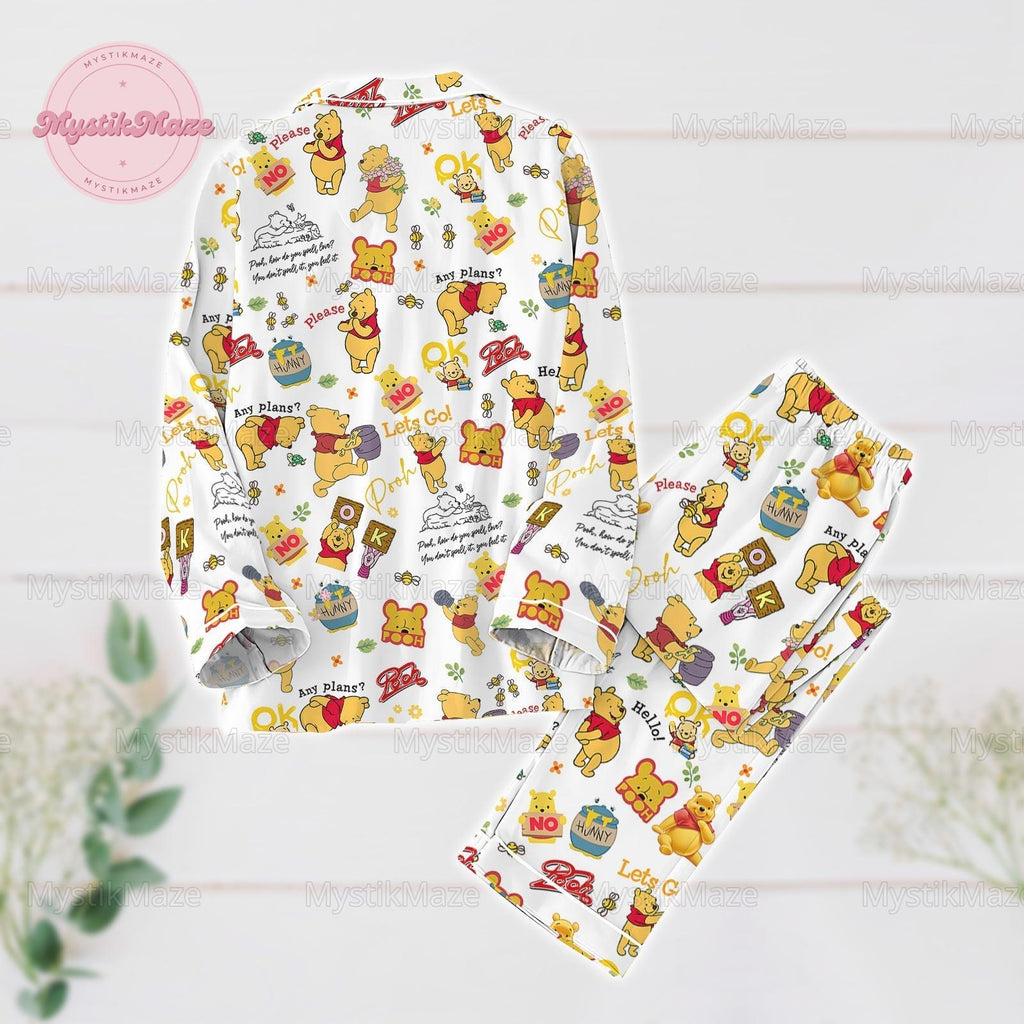Christmas Winnie The Pooh Pajamas Set, Pooh And Friends Funny Holiday Pajamas, Magic Kingdom Merch, Cartoon Movie Merch, Gift For Fan