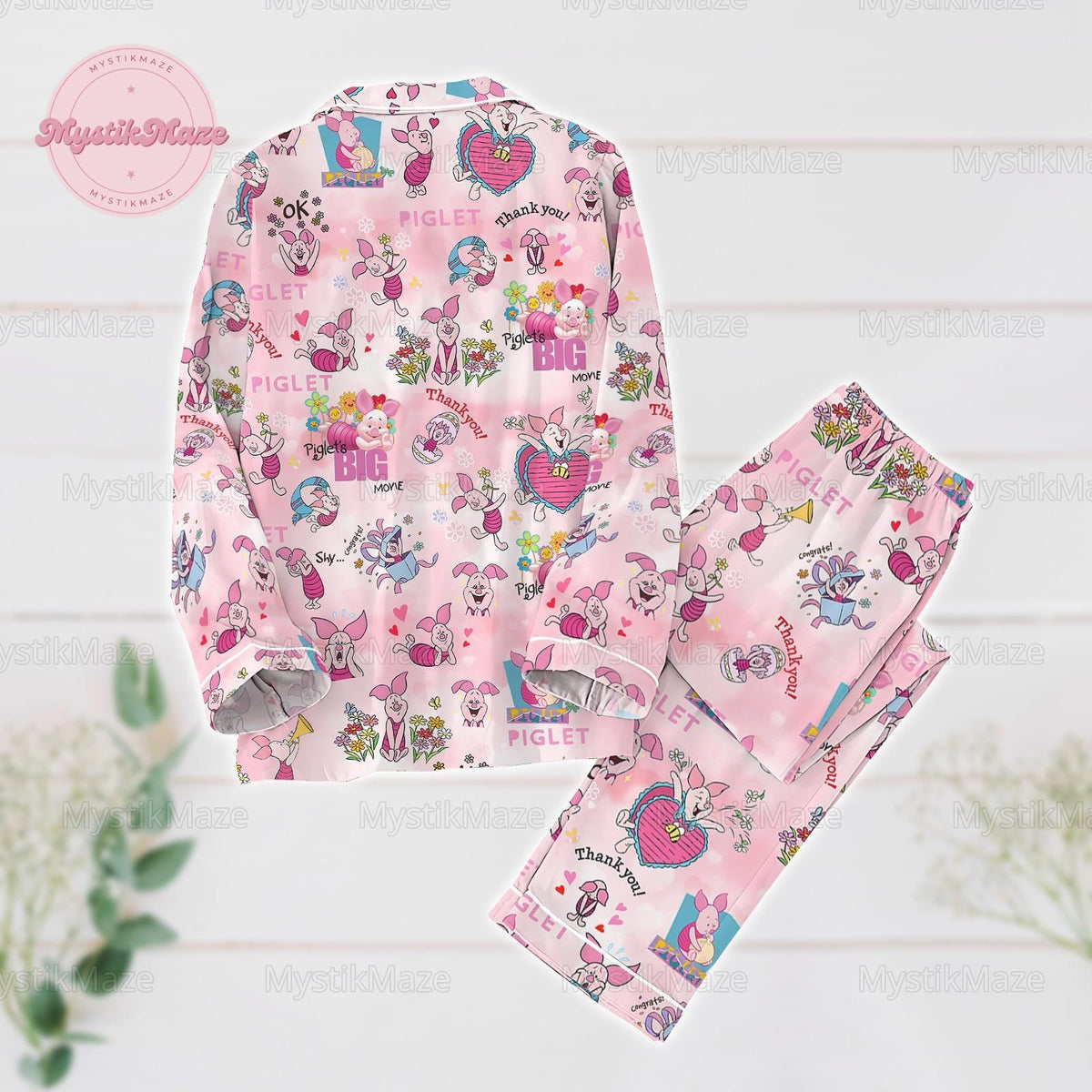 Christmas Piglet Pajamas Set, Cute Disney Winnie The Pooh Happy Piglet Shirt, Disneyland Vacation Holiday Trip Merch, Birthday Gift