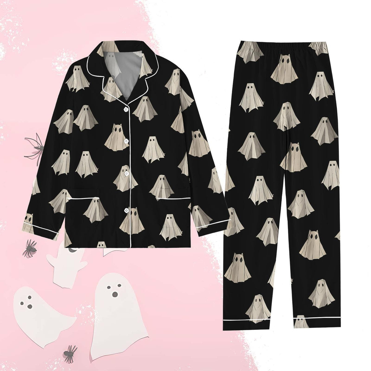 Halloween Pajamas, Boo Ghost Pajamas Set, Spooky Ghost Women Pajamas, Cute Ghost Holiday Pajamas, Fall Pajamas, Spooky Season Gift