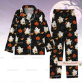 Halloween Winnie The Pooh Ghost Pajamas, Pooh Pumpkin Pajamas Set, Spooky Season Shirt, Fall Autumn Leaf Holiday Pajamas