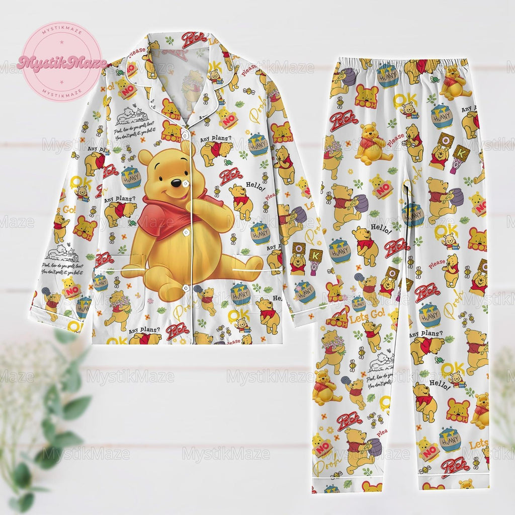Christmas Winnie The Pooh Pajamas Set, Pooh And Friends Funny Holiday Pajamas, Magic Kingdom Merch, Cartoon Movie Merch, Gift For Fan