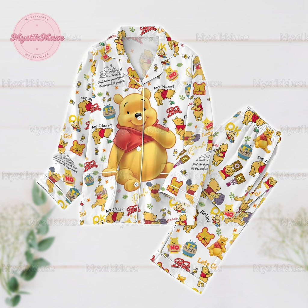 Christmas Winnie The Pooh Pajamas Set, Pooh And Friends Funny Holiday Pajamas, Magic Kingdom Merch, Cartoon Movie Merch, Gift For Fan