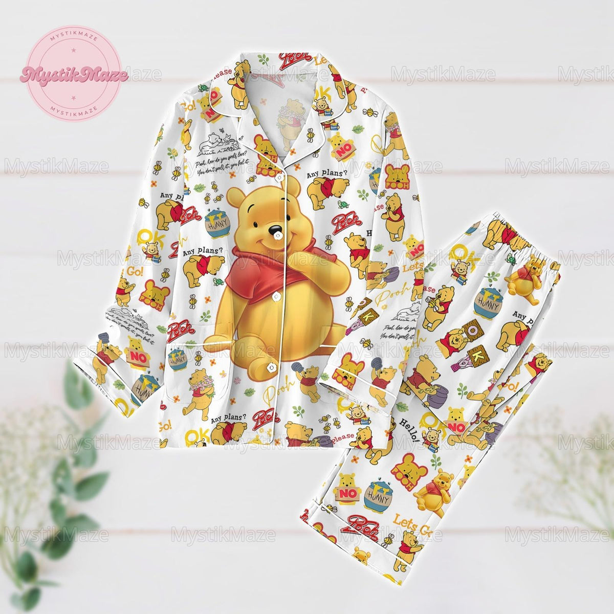 Christmas Winnie The Pooh Pajamas Set, Pooh And Friends Funny Holiday Pajamas, Magic Kingdom Merch, Cartoon Movie Merch, Gift For Fan