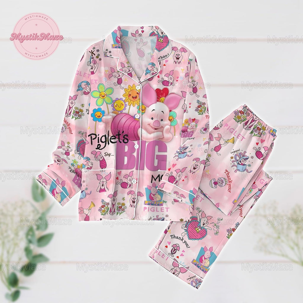 Christmas Piglet Pajamas Set, Cute Disney Winnie The Pooh Happy Piglet Shirt, Disneyland Vacation Holiday Trip Merch, Birthday Gift