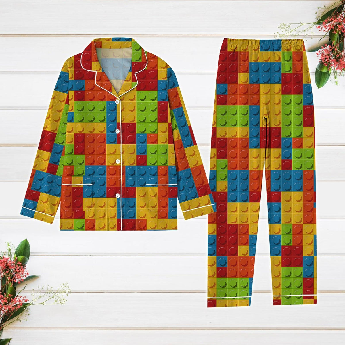 Building Blocks Christmas Pajamas, Master Builder Pajamas Set, Building Bricks Holiday Pajamas, Funny Dad Shirt, Xmas Party Gift