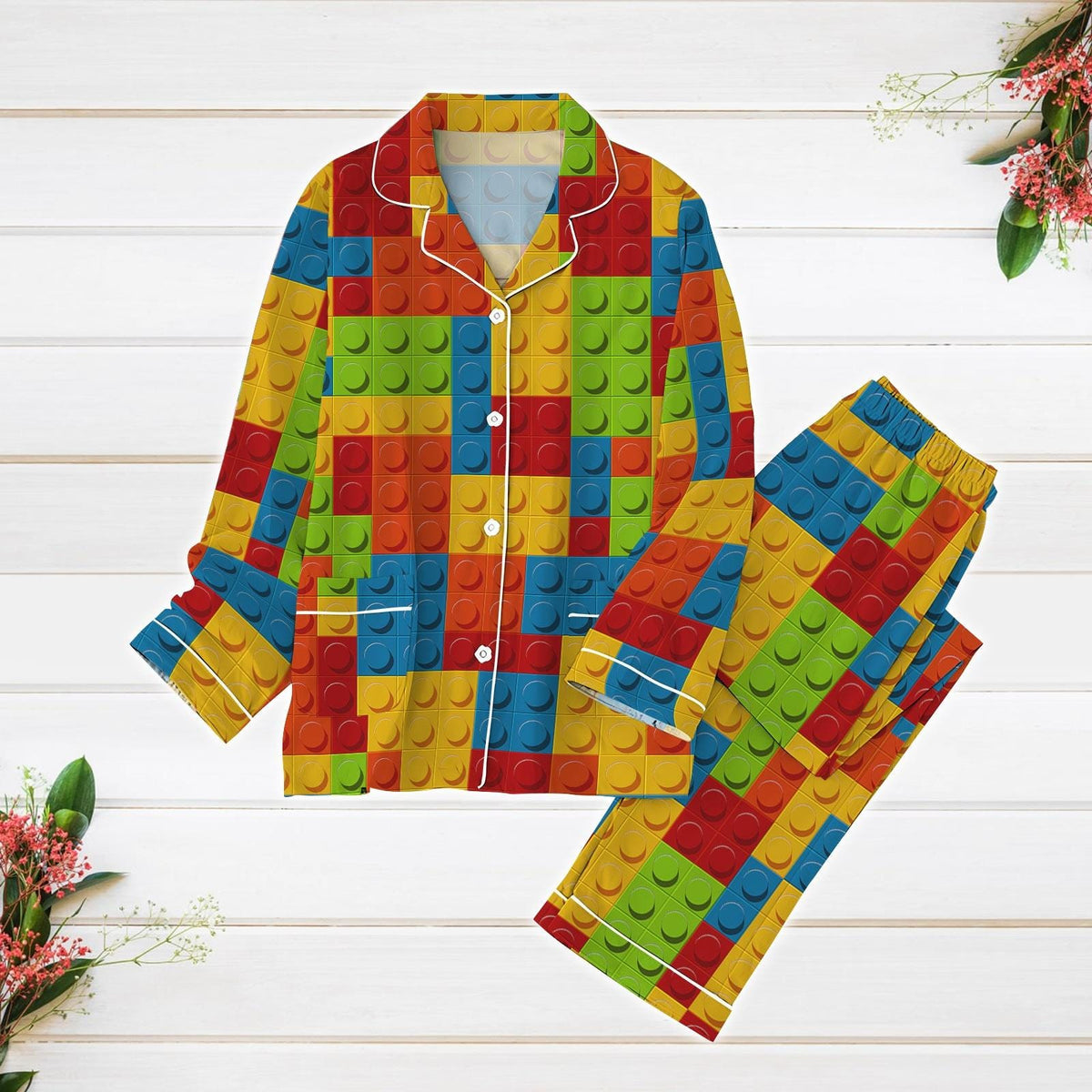Building Blocks Christmas Pajamas, Master Builder Pajamas Set, Building Bricks Holiday Pajamas, Funny Dad Shirt, Xmas Party Gift
