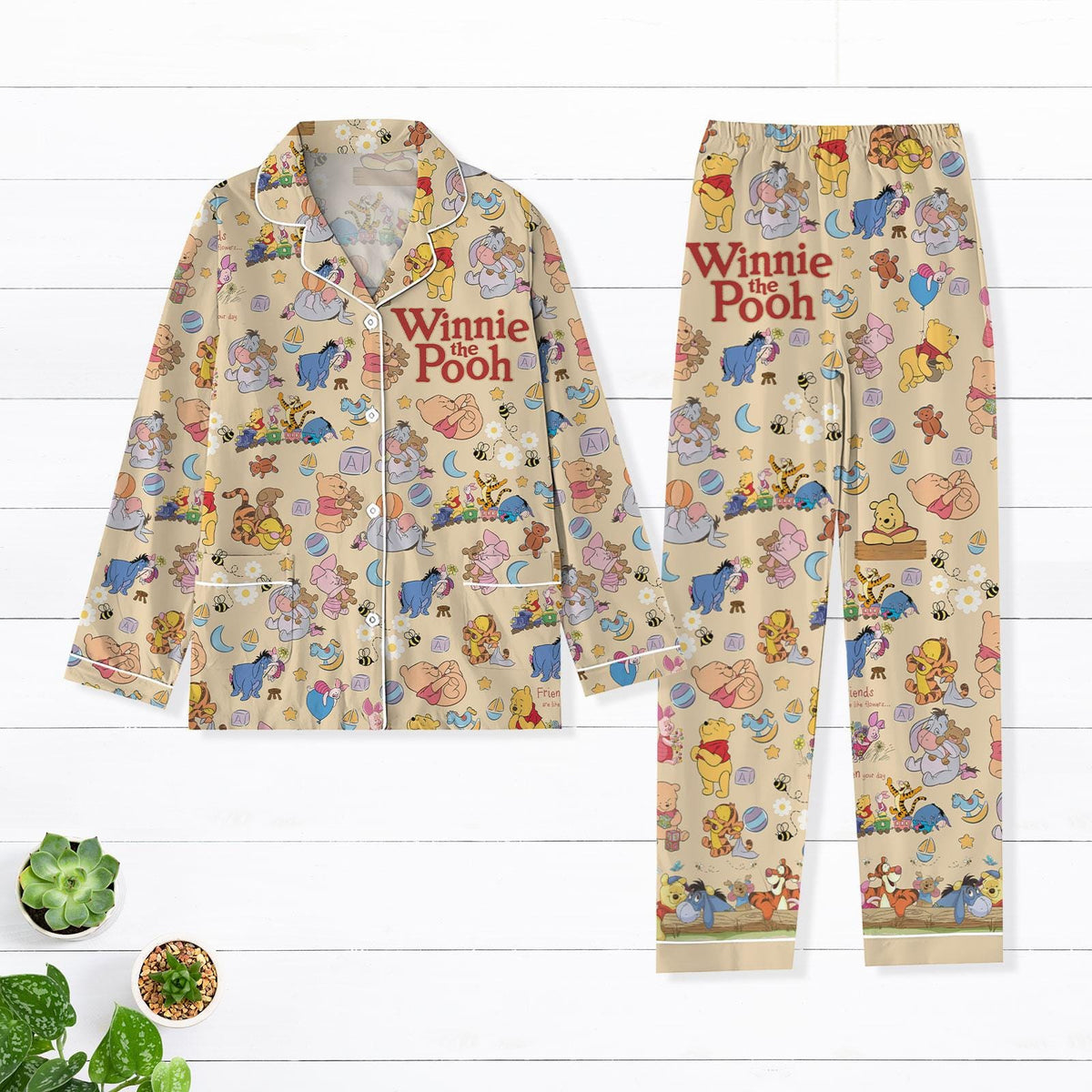 Vintage Winnie The Pooh Pajamas, Pooh And Friends Women Pajamas, Disney Cartoon Pajamas Set, Magic Kingdom Shirt, Gift For Her