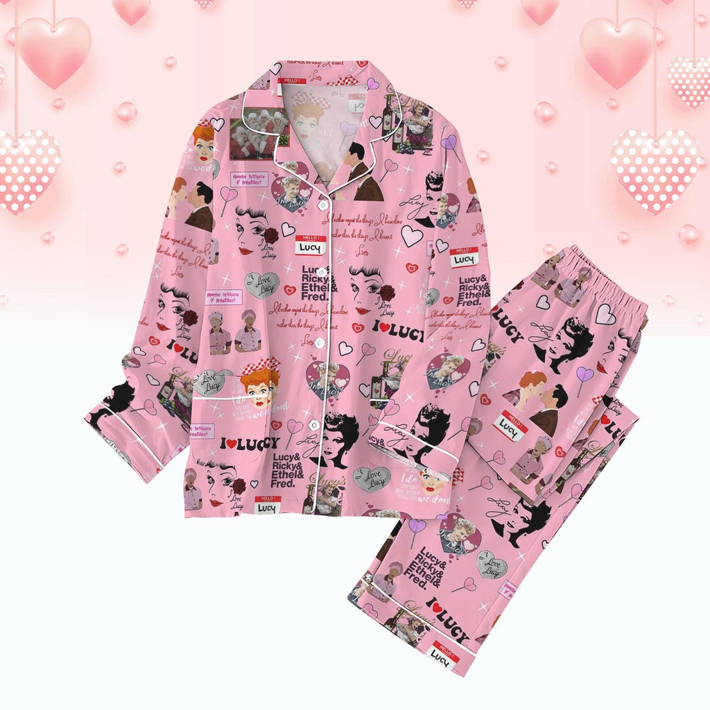 I Love Lucy Pajamas Set, Lucy Ricardo Shirt, Vintage Movie Women Pajamas, Retro Sitcom Midnight Shirt, Family Pajamas, Gift For Fan