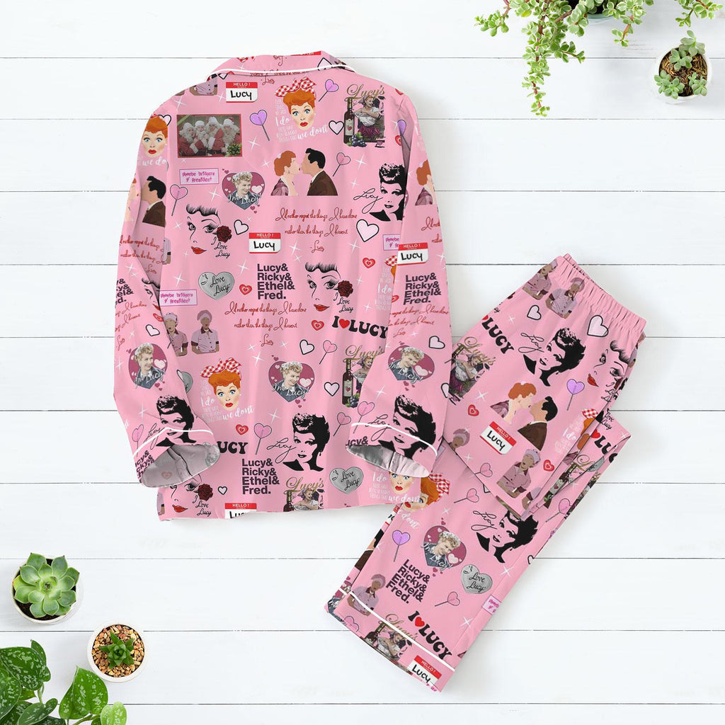 I Love Lucy Pajamas Set, Lucy Ricardo Shirt, Vintage Movie Women Pajamas, Retro Sitcom Midnight Shirt, Family Pajamas, Gift For Fan