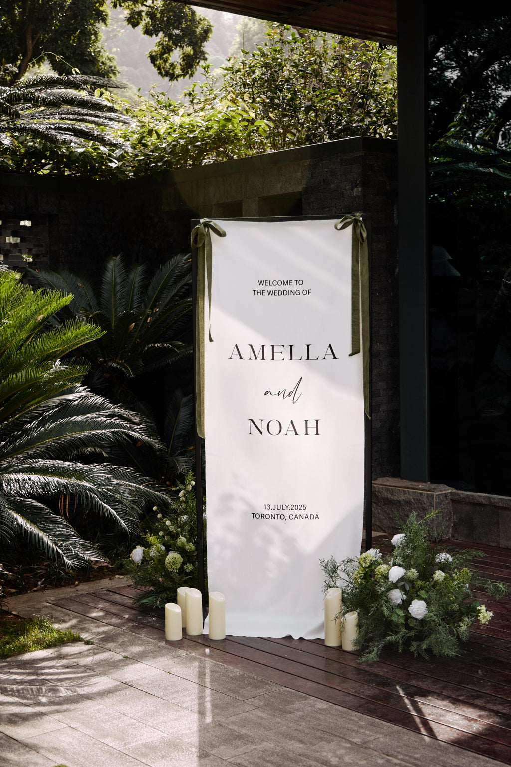 Custom Wedding Fabric Sign, Linen Wedding Welcome Sign, Modern Outdoor Wedding Banner, Personalized Wedding Decoration,Engagement Party Sign