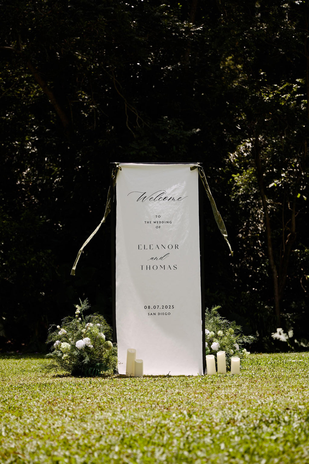 Custom Wedding Fabric Sign, Linen Wedding Welcome Sign, Modern Outdoor Wedding Banner, Personalized Wedding Decoration,Engagement Party Sign