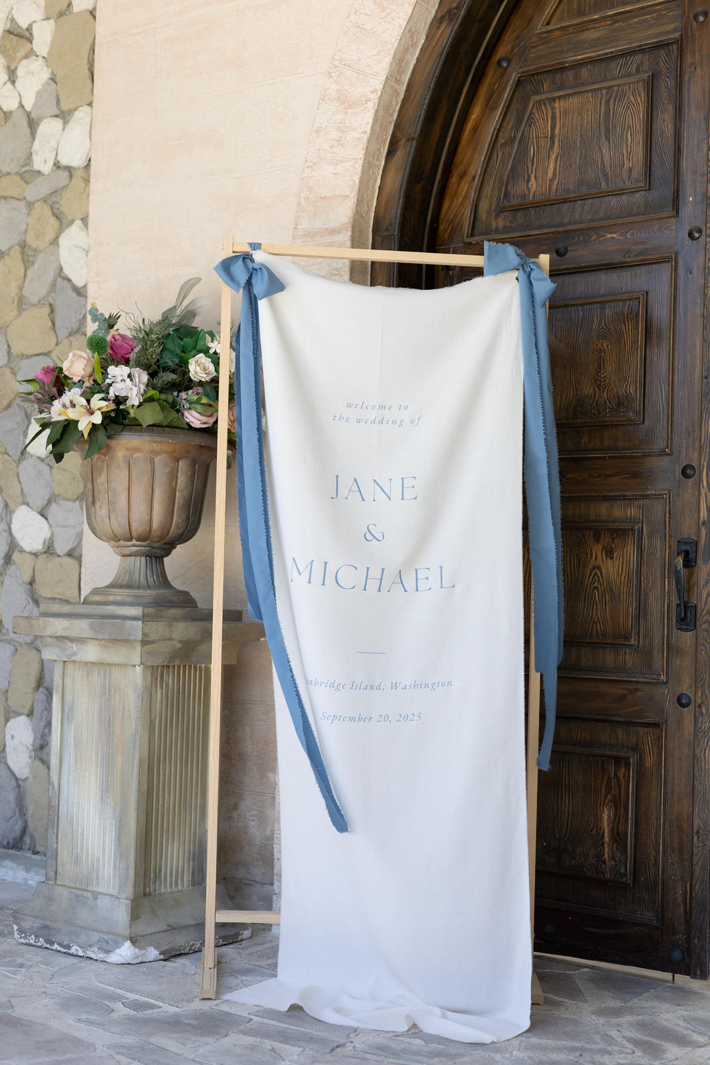 Custom Wedding Welcome Sign, Fabric Wedding Banner, Personalized Wedding Decor, Elegant Wedding Ceremony Sign