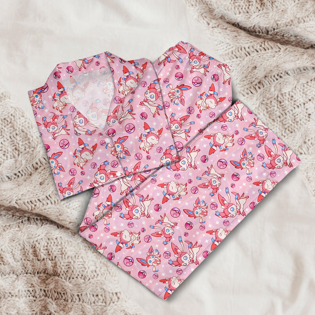 Sylveon Pink Bow Family Pajamas Set Pajamas Comfort for Adult Fans