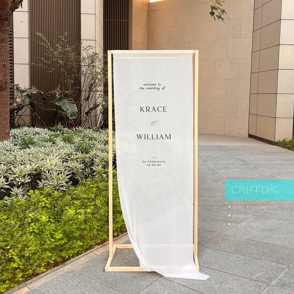 Fabric Wedding Banner, Linen Wedding Sign, Bridal Shower Sign, Wedding Drop, destination wedding, collapsible wooden stand 22