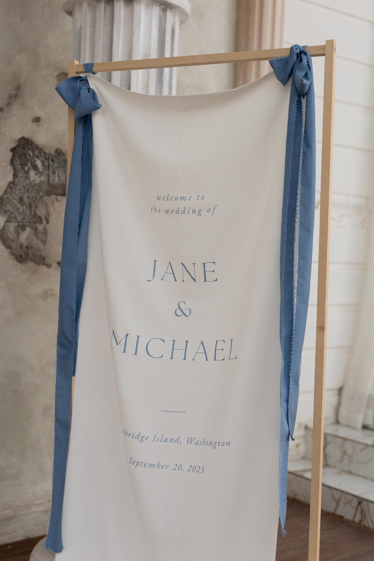 Custom Wedding Welcome Sign, Fabric Wedding Banner, Personalized Wedding Decor, Elegant Wedding Ceremony Sign