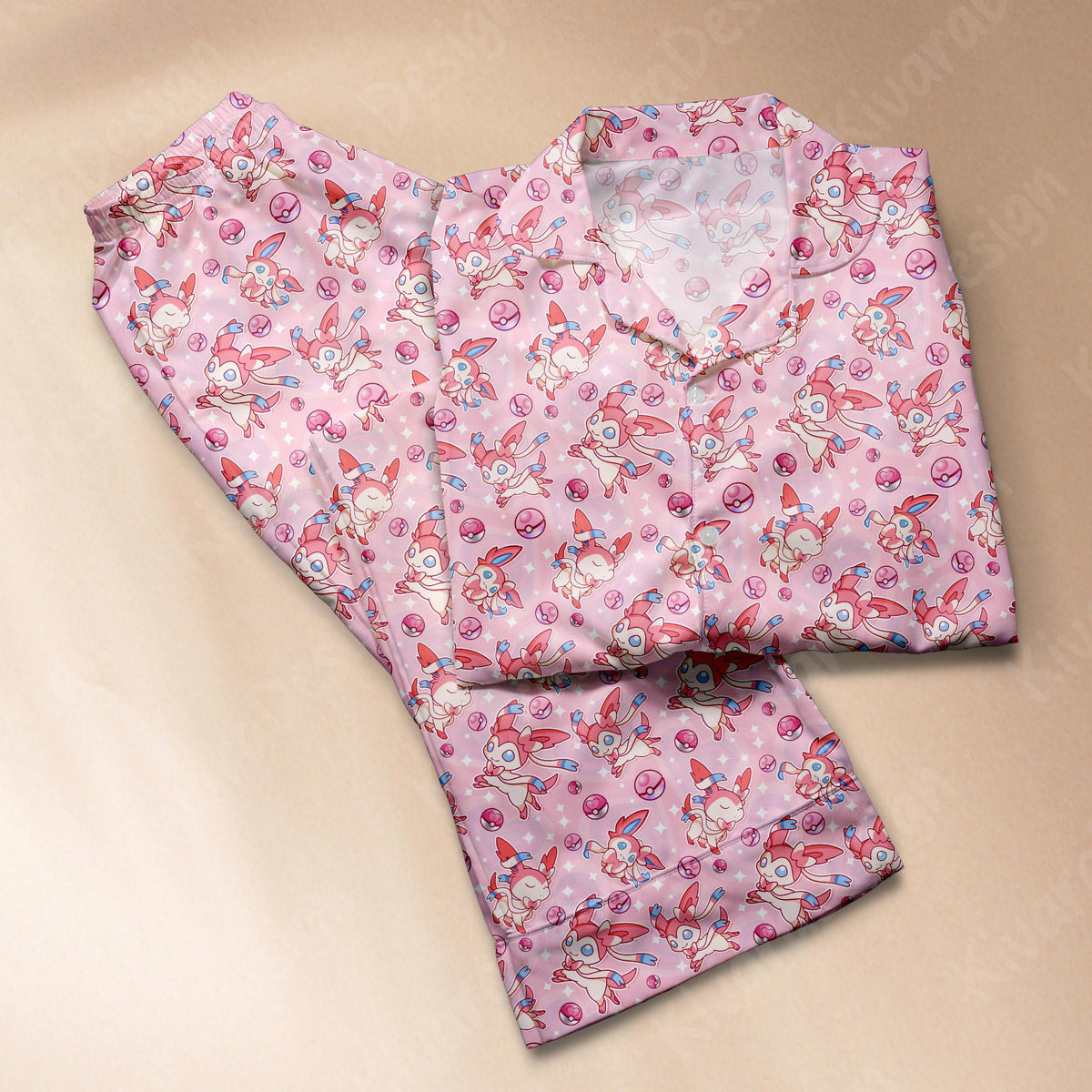 Sylveon Pink Bow Family Pajamas Set Pajamas Comfort for Adult Fans