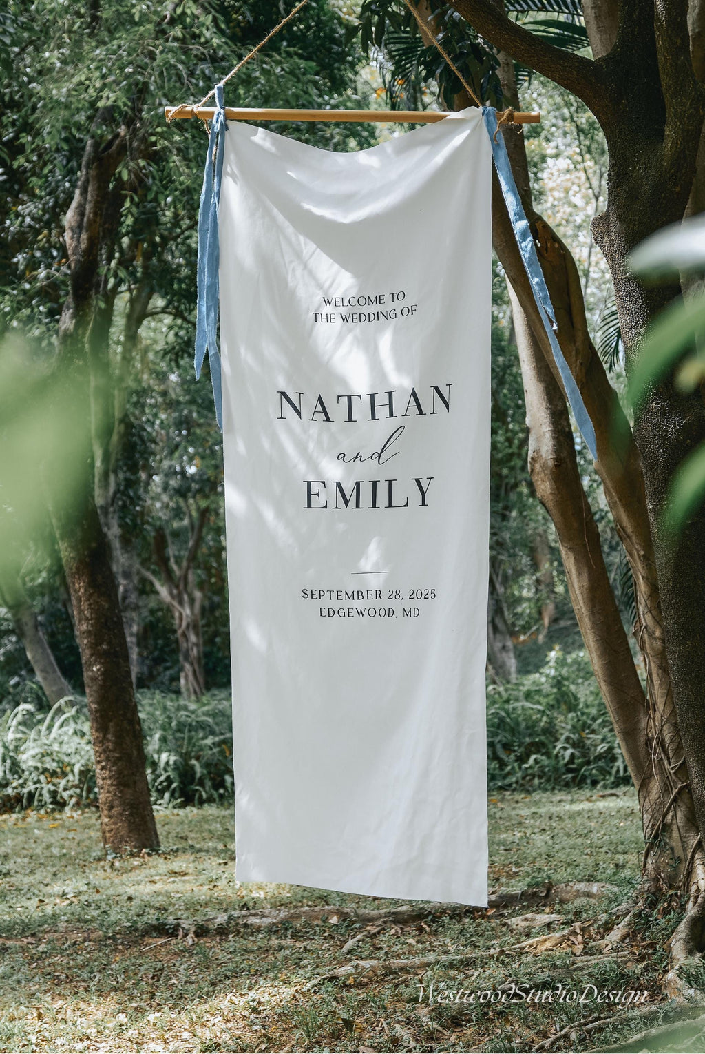 Personalized Linen Wedding Welcome Sign – Custom Fabric Banner for Weddings, Bridal Showers, Baby Showers, Birthdays & Anniversary Party