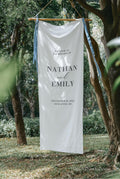 Personalized Linen Wedding Welcome Sign – Custom Fabric Banner for Weddings, Bridal Showers, Baby Showers, Birthdays & Anniversary Party