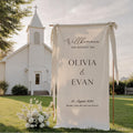 Custom Linen Texture Wedding Sign, Fabric Wedding Sign, Custom Welcome Sign, Linen Texture Banner, Wedding Decoration, Engagement Party Sign